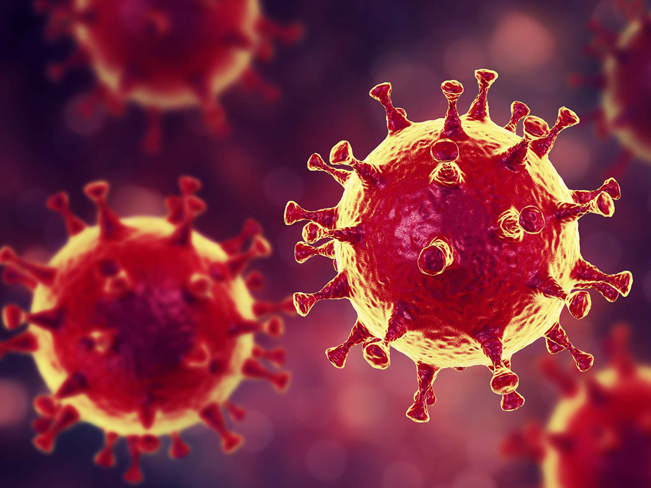 coronavirus in red